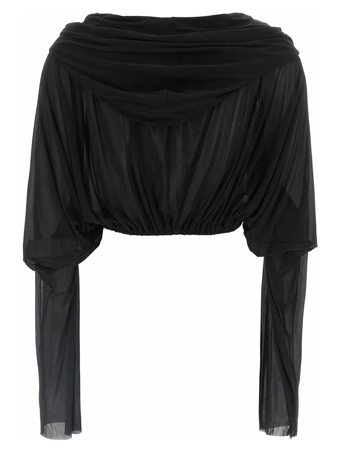Maglione tunico con cappuccio ritagliato