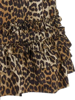 Mini abito poplin di cotone leopardo