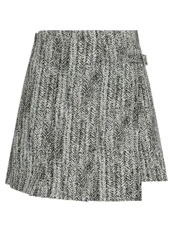 Mini gonna in avvolgimento in tweed di cotone