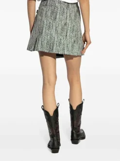Mini gonna in avvolgimento in tweed di cotone
