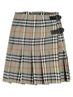 Mini kilt di lana grigia