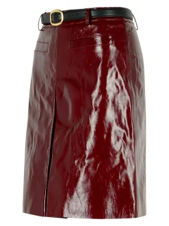 Minigonna in pelle bordeaux