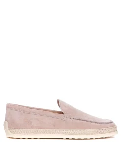 Mocassini beige logo punta tonda