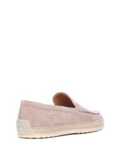 Mocassini beige logo punta tonda