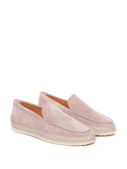 Mocassini beige logo punta tonda