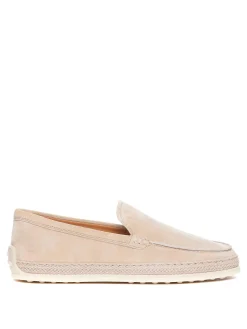 Mocassini beige logo punta tonda