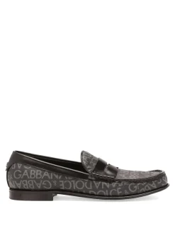Mocassini in pelle con logo all-over