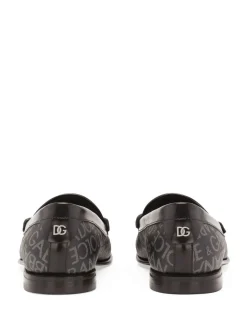 Mocassini in pelle con logo all-over