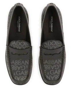 Mocassini in pelle con logo all-over