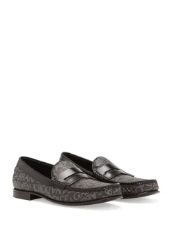 Mocassini in pelle con logo all-over