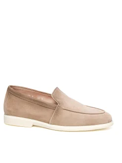 Mocassini in pelle scamosciata beige