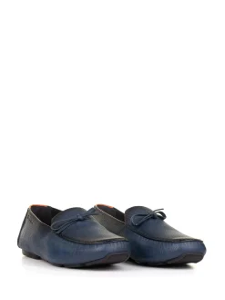 Mocassino Blu In Pelle