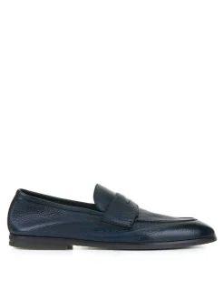 Mocassino Blu In Pelle