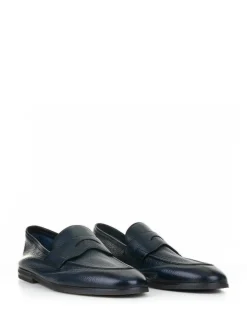 Mocassino Blu In Pelle