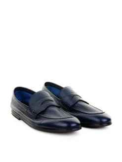 Mocassino Blu In Pelle