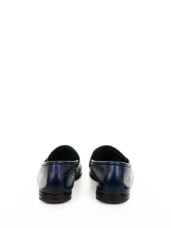 Mocassino Blu In Pelle
