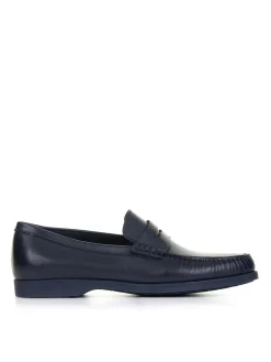 Mocassino In Pelle Blu Marine
