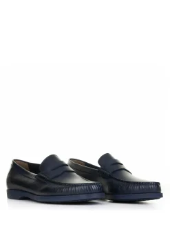 Mocassino In Pelle Blu Marine