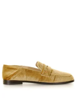 Mocassino In Velluto Oro
