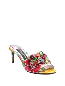 Mule In Broccato Con Pietre Applicate