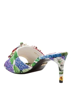 Mule In Broccato Con Pietre Applicate
