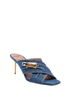 Mule Safety In Tessuto Denim Con Spilla