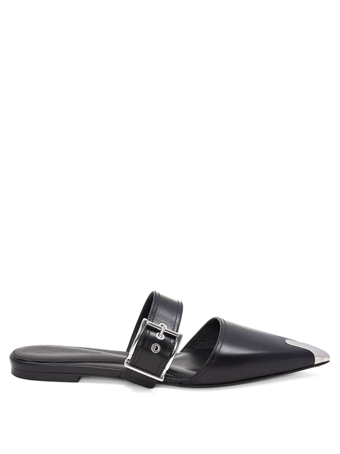 Mules in pelle con dettaglio fibbia