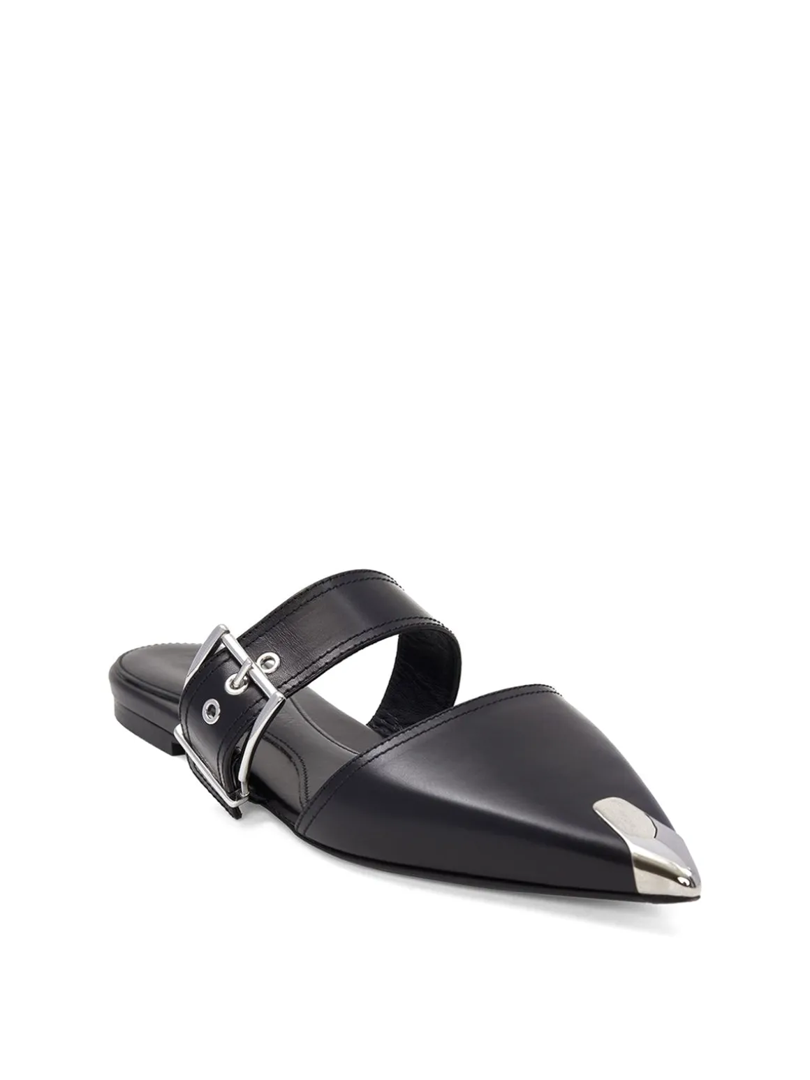 Mules in pelle con dettaglio fibbia
