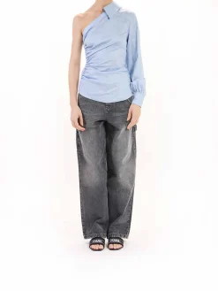 One Shoulder Popeline Blouse