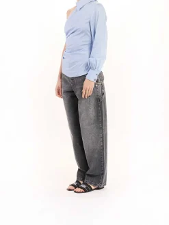 One Shoulder Popeline Blouse