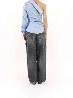 One Shoulder Popeline Blouse