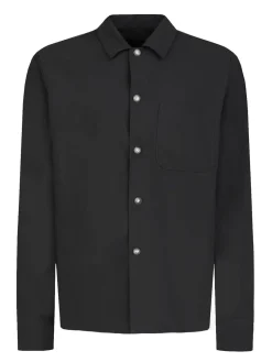 Openshirt nero in lana e viscosa miscela