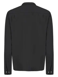 Openshirt nero in lana e viscosa miscela