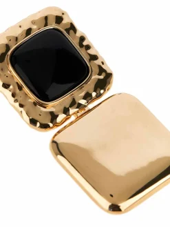 Orecchini a livello nero in oro screziato