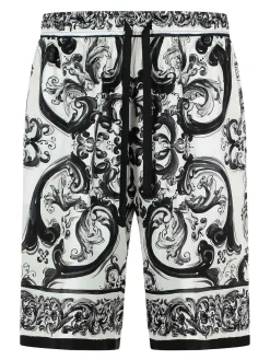 Pantaloncini di bermuda di seta nera maiolica