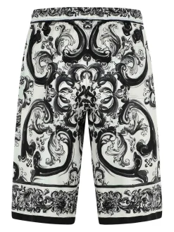 Pantaloncini di bermuda di seta nera maiolica
