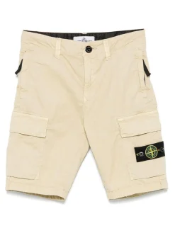 Pantaloncini di cotone beige con logo