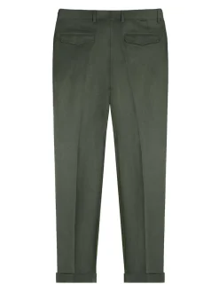 Pantaloni a doppia piega di lino verde