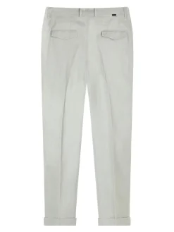 Pantaloni a doppia piega in lino verde salvia