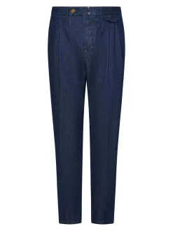 Pantaloni a gamba conica in denim miscela blu