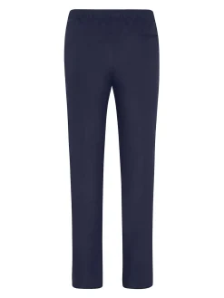 Pantaloni a gamba dritta di lino blu navy
