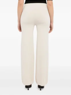 Pantaloni a gamba larga a vita alta in avorio