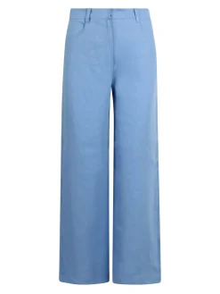 Pantaloni A Gamba Larga In Lino