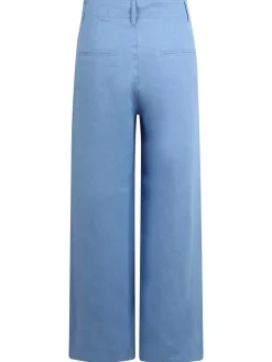 Pantaloni A Gamba Larga In Lino
