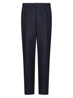 Pantaloni affusolati di gabardina blu scuro