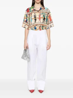 Pantaloni bianchi di miscela di cotone