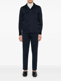 Pantaloni blu in cotone con cintura elastica