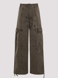 Pantaloni cargo di tela tinti
