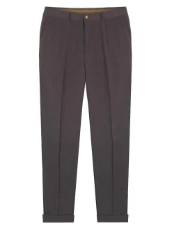 Pantaloni chino miscela di lana marrone scuro