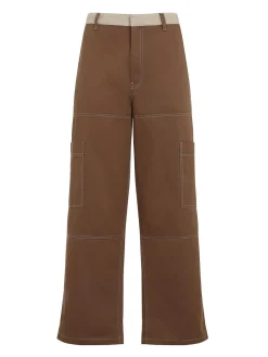 Pantaloni da cotgab a punto bianco